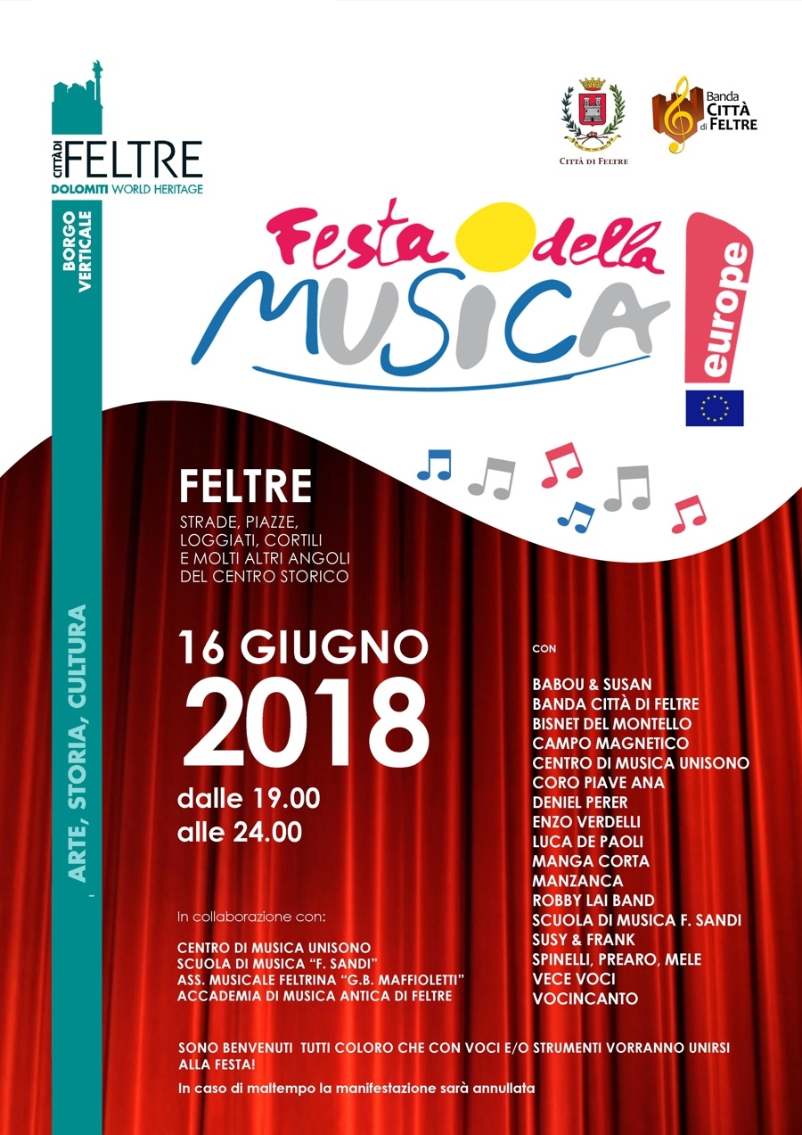 Banda Citta Feltre Locandine 2018 06 16 Festa Musica